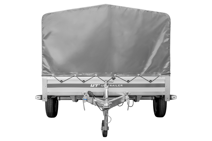 Einachsanhänger mit Aluminiumseitenwänden 264x150 Unitrailer Garden 265 KIPP ALU mit H-800 Rahmen und grauer Plane