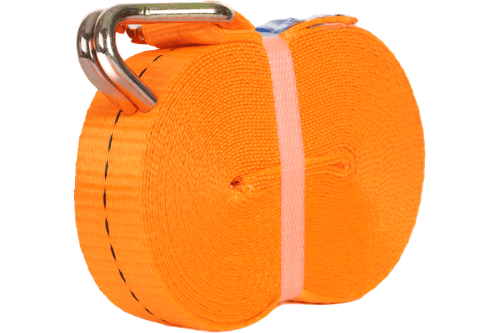 Satz aus vier UNITRAILER 10m/25mm/1t orangefarbenen Transportgurten mit Spannvorrichtung