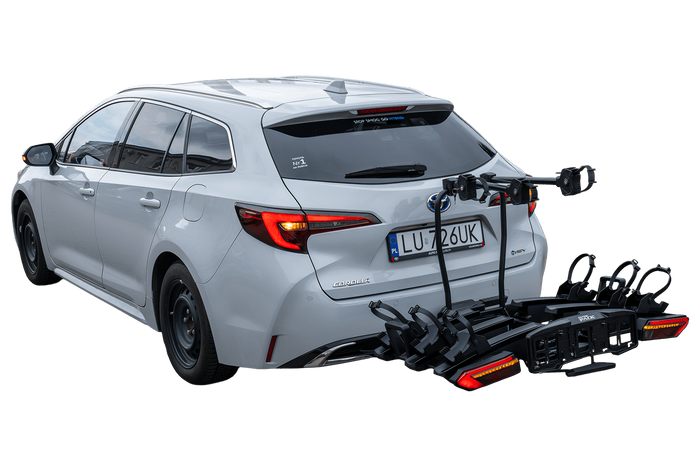 Inter Pack Velox 3 LED - faltbarer Anhängerkupplungs-Fahrradträger für 3 Fahrräder mit LED-Beleuchtung (schwarz)