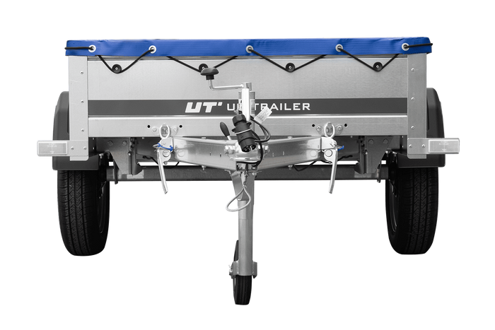 Gartenanhänger 200 Kipp mit Stützrad, H-0-Rahmen und blauer Plane