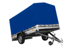Autoanhänger mit Aluminiumseitenwänden 264x150 Unitrailer Garden 265 KIPP ALU mit H-1100 Rahmen und blauer Plane