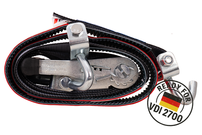 4er Set HEFFA CARLINE 130 Anhänger Transportgurte, Radsicherungsgurte 2,8m/50mm/5t VDI 2700