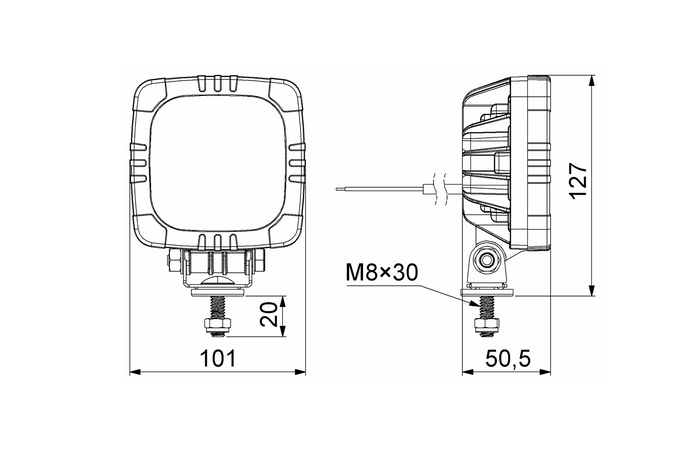 HORPOL ROCA LZD 2805 LED-Frontleuchte, 3 Funktionen, universell, mit Halterung