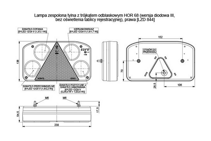 HORPOL LZD844 LED Rücklicht, 6 Funktionen, rechts