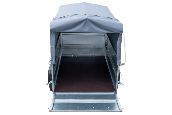 Leichtanhänger auf Federn 200x125 UNITRAILER GARDEN 201/R KIPP mit BIS-Seiten, H-800-Rahmen und grauer Plane