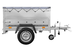 Pkw Anhänger Neu GARDEN TRAILER 150 KIPP mit zusätzlichen Bordwänden, Stützrad und grauer Flachplane