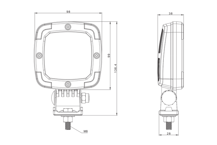 LED-Arbeitsscheinwerfer-Reflektor FRISTOM FT-036 SLIM 9xLED 1400lm