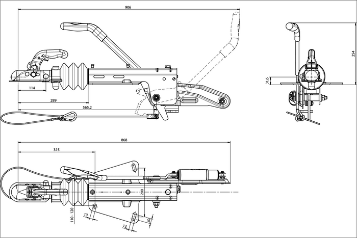 KNOTT KF13E Auflaufvorrichtung mit KK14B Kupplung für einen 1400 kg Anhänger mit V-Deichsel