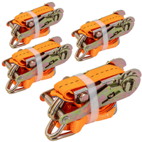 Satz aus vier UNITRAILER 3m/25mm/1t orangefarbenen Transportgurten mit Spannvorrichtung