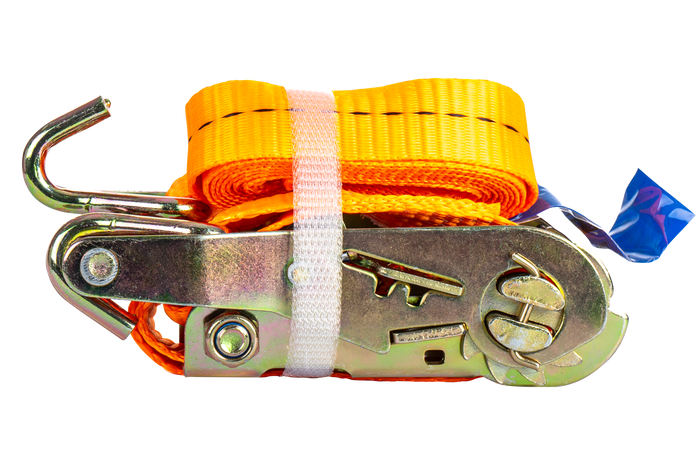 Satz aus vier UNITRAILER 2m/50mm/5t orangefarbenen Transportgurten mit Spanner