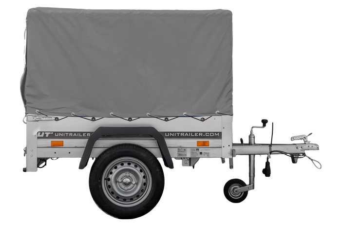 Kipper Anhänger 750 kg Garden Trailer 150 KIPP 150x106 cm [mit Hochplane, Hochspriegel und Stützrad]