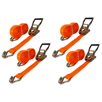 Satz aus vier UNITRAILER 15m/50mm/5t orangefarbenen Transportgurten mit Spannvorrichtung