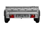 Zweiachsiger Anhänger mit Aluminiumseitenwänden 264x125 Unitrailer Garden 264/2 KIPP ALU mit H-0-Rahmen und grauer Plane
