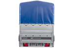 Leichter Anhänger auf Blattfedern 264x125 UNITRAILER FORCE 264/R KIPP mit BIS-Seitenwänden, H-800-Rahmen und blauer Plane