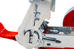 Satz aus vier roten UNITRAILER 3m/25mm/1t Transportgurten mit Spannvorrichtung