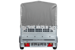 Planenanhänger 230x125 Garden Trailer 230 KIPP mit Laubgitteraufsatz, grauer Hochplane, Hochspriegel und Stützrad