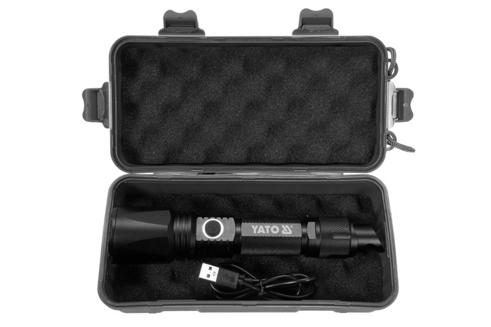 YATO YT-085609 LED 900lm Multifunktions-Taschenlampe, Powerbank, Flaschenöffner, Notfallhammer