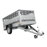 Einachsanhänger 230x125 UNITRAILER FORCE 230 KIPP mit Gitterwänden, H-0-Rahmen und grauer Plane