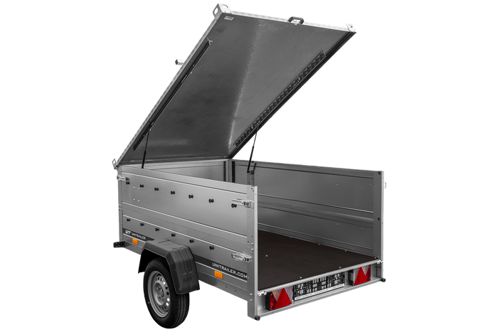 Leichter Anhänger 200x125 UNITRAILER GARDEN 201 KIPP mit BIS-Seitenwänden und Aluminiumabdeckung