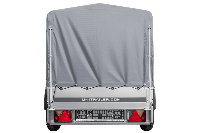 Autotransportanhänger 200x106 UNITRAILER GARDEN 200 KIPP mit H-800 Rahmen und grauer Plane