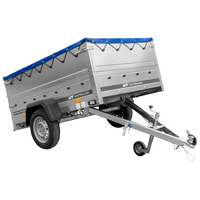 Autotransportanhänger 200x125 UNITRAILER GARDEN 201 KIPP mit BIS-Seitenwänden und blauer Plane