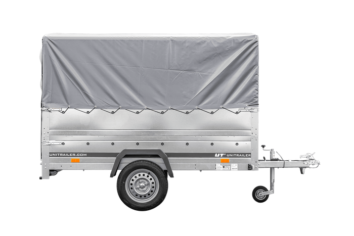 PKW-Anhänger 230x125 UNITRAILER GARDEN 230 FD mit BIS-Seiten, H-800-Gestell und grauer Plane