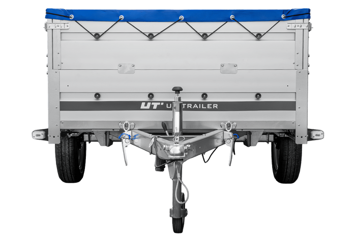 Einachsanhänger mit Aluminiumseitenwänden 264x125 Unitrailer Garden 264 KIPP ALU mit BIS-Seitenwänden, H-0-Rahmen und blauer Plane
