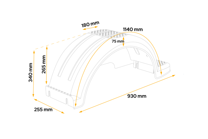 Kotflügel für Bootsanhänger 14" DOMAR D20430S Radlauf 930/255 mm