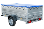 LPKW-Anhänger 230x125 UNITRAILER GARDEN 230 KIPP mit Zusatzbordwänden und blauer Plane