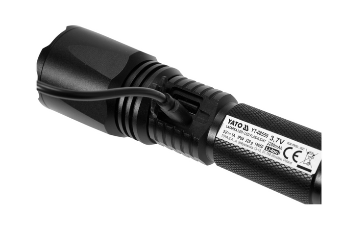 YATO YT-085609 LED 900lm Multifunktions-Taschenlampe, Powerbank, Flaschenöffner, Notfallhammer