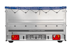 Autotransportanhänger auf Blattfedern 264x150 UNITRAILER GARDEN 265/R KIPP mit BIS-Seitenwänden, H-0-Rahmen und blauer Plane