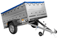PKW-Anhänger 200x125 UNITRAILER GARDEN 201 KIPP mit Bordwandaufsatz und blauer Flachplane