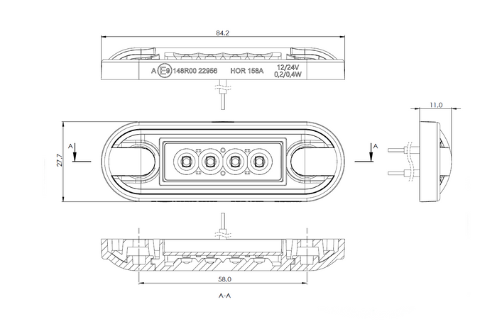 HORPOL LD 3210 LED schlanke universelle weiße Markierungsleuchte