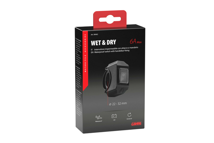Wasserdichter Lenkradschalter LAMP 90462 zur Steuerung elektrischer Geräte, max. 12 V, 6 A