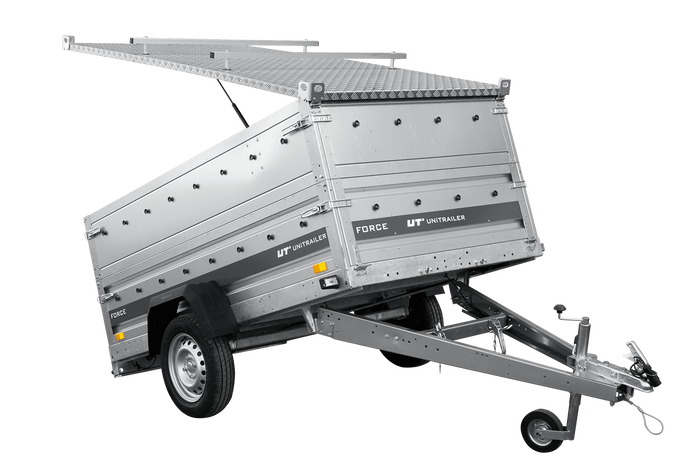 Autotransportanhänger 230x125 UNITRAILER FORCE 230 KIPP mit BIS-Seitenwänden und Aluminiumabdeckung