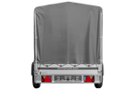 Autotransportanhänger mit Aluminiumwänden 230x125 Unitrailer Garden 230 KIPP ALU mit H1100-Rahmen und grauer Plane