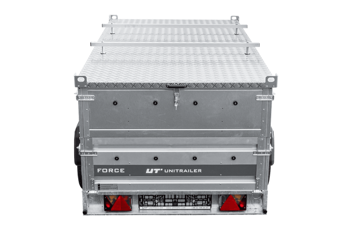 Einachsiger Anhänger auf Blattfedern 230x125 UNITRAILER FORCE 230/R KIPP mit BIS-Seitenwänden und Aluminiumabdeckung