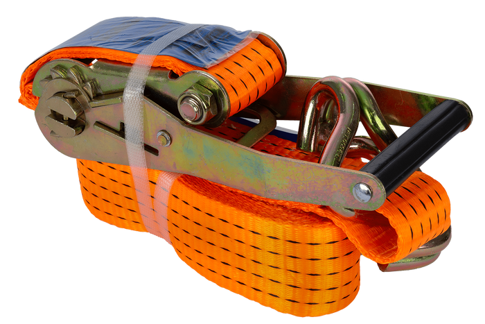 Satz aus vier UNITRAILER 5m/50mm/5t orangefarbenen Transportgurten mit Spannvorrichtung