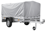 Einachsanhänger mit Blattfedern 264x125 UNITRAILER GARDEN 264/R KIPP mit H-800-Rahmen und grauer Plane