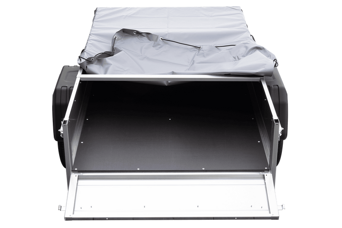 Gartenanhänger 200 Kipp mit Stützrad, H-0-Rahmen und grauer Plane