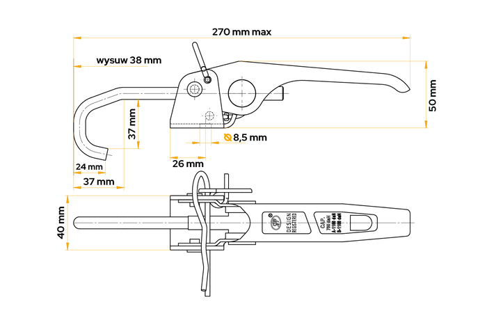 Seitenkupplung mit Haken STEELPRESS ZB-03C Anhänger Seitenverschluss