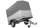 PKW-Anhänger 200x125 UNITRAILER GARDEN 201 KIPP mit Bordwandaufsatz und grauer Hochplane