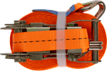 Satz aus vier UNITRAILER 10m/25mm/1t orangefarbenen Transportgurten mit Spannvorrichtung