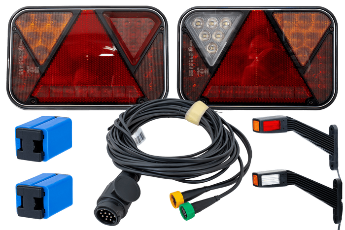 Lichtset: FRISTOM FT-270 LED-Rücklichter + FRISTOM FT-145 LED-Begrenzungslichter + MANTES 5,2 m 13-poliger Kabelbaum