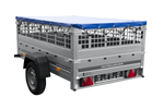 PKW-Anhänger 200x125 UNITRAILER GARDEN 201 KIPP mit Gitteraufsatz und blaue Flachplane 