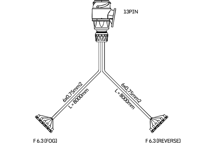 MANTES Elektroinstallation Anhänger Kabelbaum 8 m 13 Pol Stecker 6.3 Anschlüsse