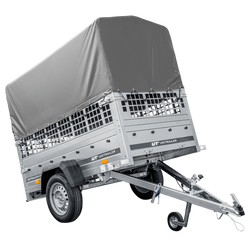 Kippanhänger Garden Trailer 200 KIPP 200x106 cm 750 kg mit Laubgitteraufsatz, Hochplane, Hochspriegel und Stützrad