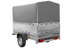 PKW-Anhänger 200x125 UNITRAILER GARDEN 201 KIPP mit Bordwandaufsatz und grauer Hochplane