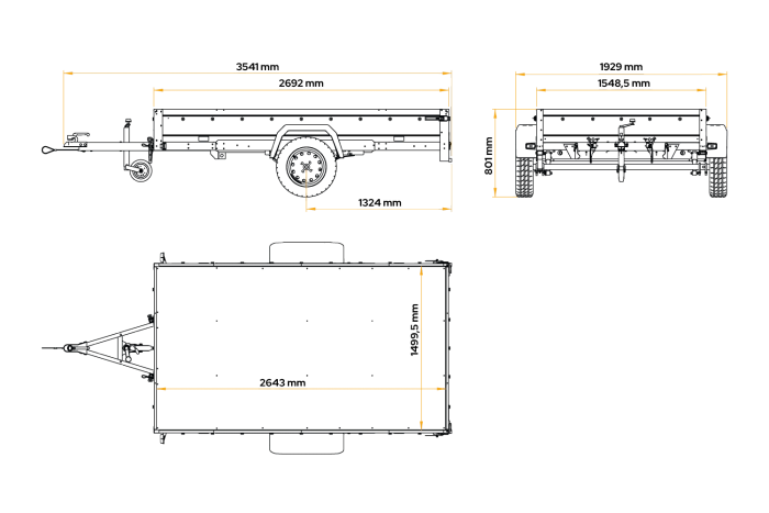 Leichter Anhänger auf Blattedern 264x150 UNITRAILER GARDEN 265/R KIPP mit Gitterwänden, H-0-Rahmen und blauer Plane
