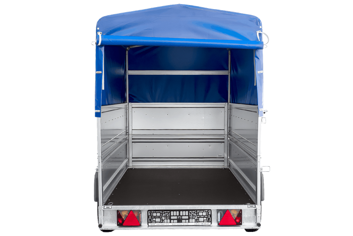 Autotransportanhänger 264x125 UNITRAILER FORCE 264 KIPP mit BIS-Seitenwänden, H-800-Rahmen und blauer Plane